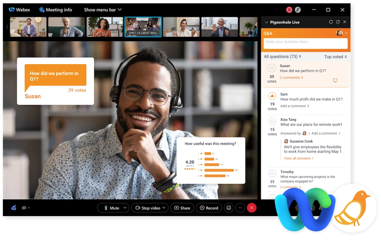 Pigeonhole Live app for Webex