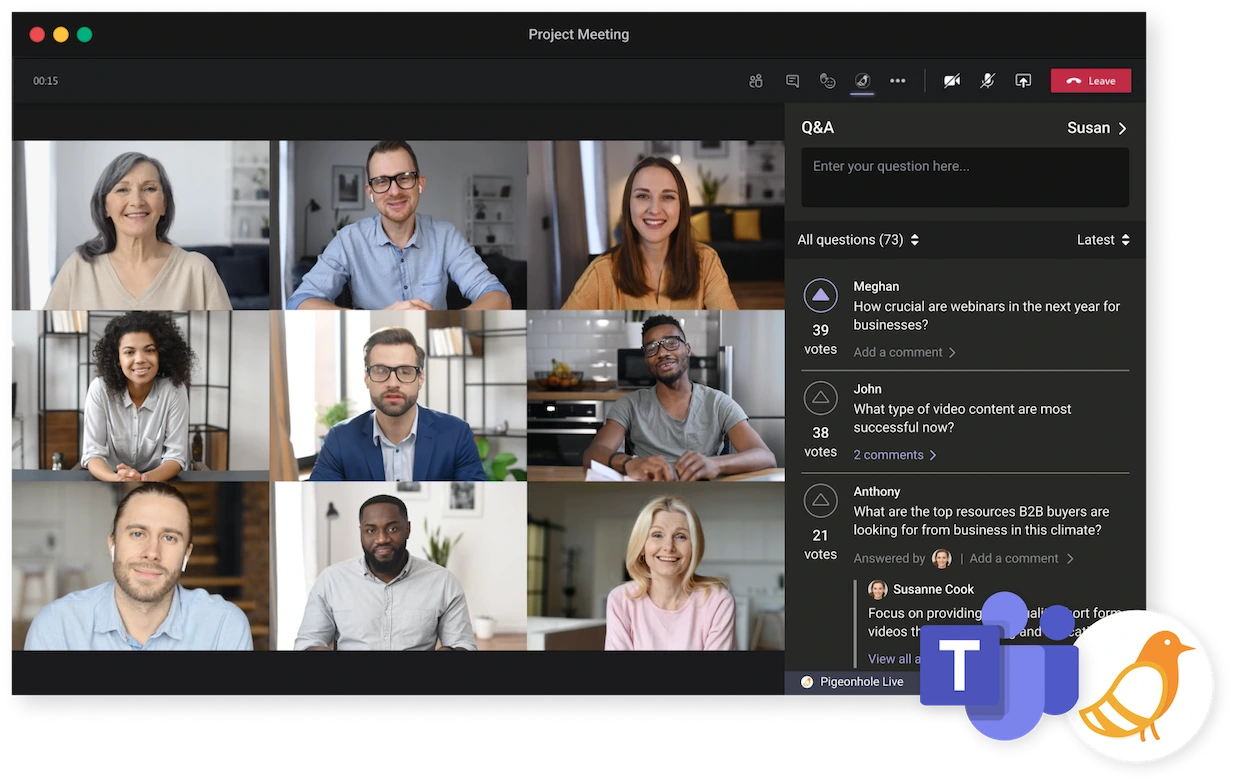 Pigeonhole Live app for Microsoft Teams